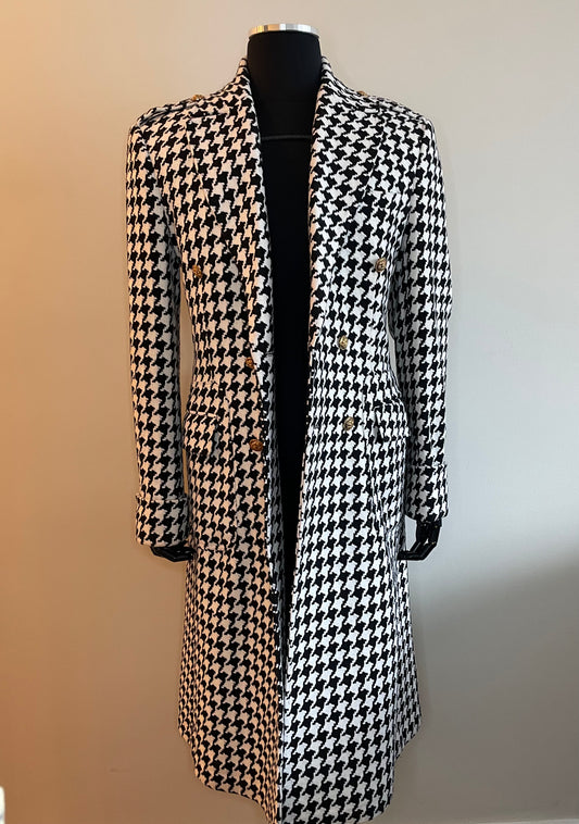 Cedron Collection Hand-Crafted Bespoke Houndstooth Coat.